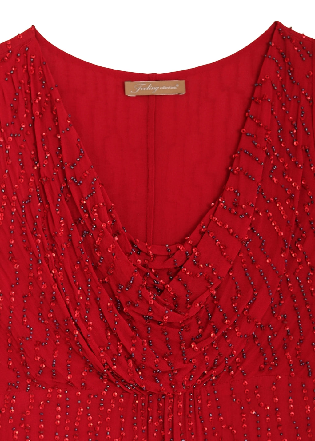 Pärlbroderad klänning - Red