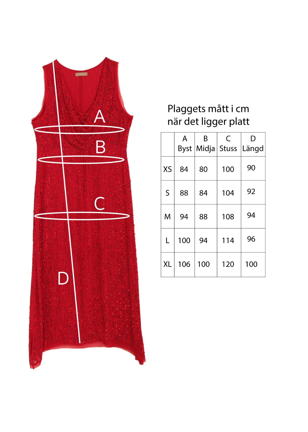 Pärlbroderad klänning - Red