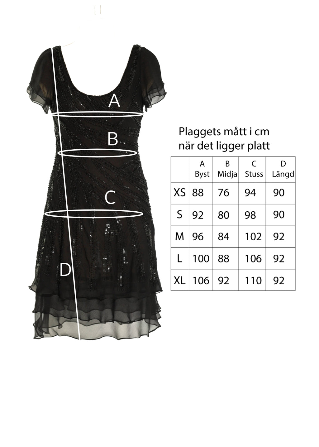 Pärlborderad kort Klänning / Tunika - black