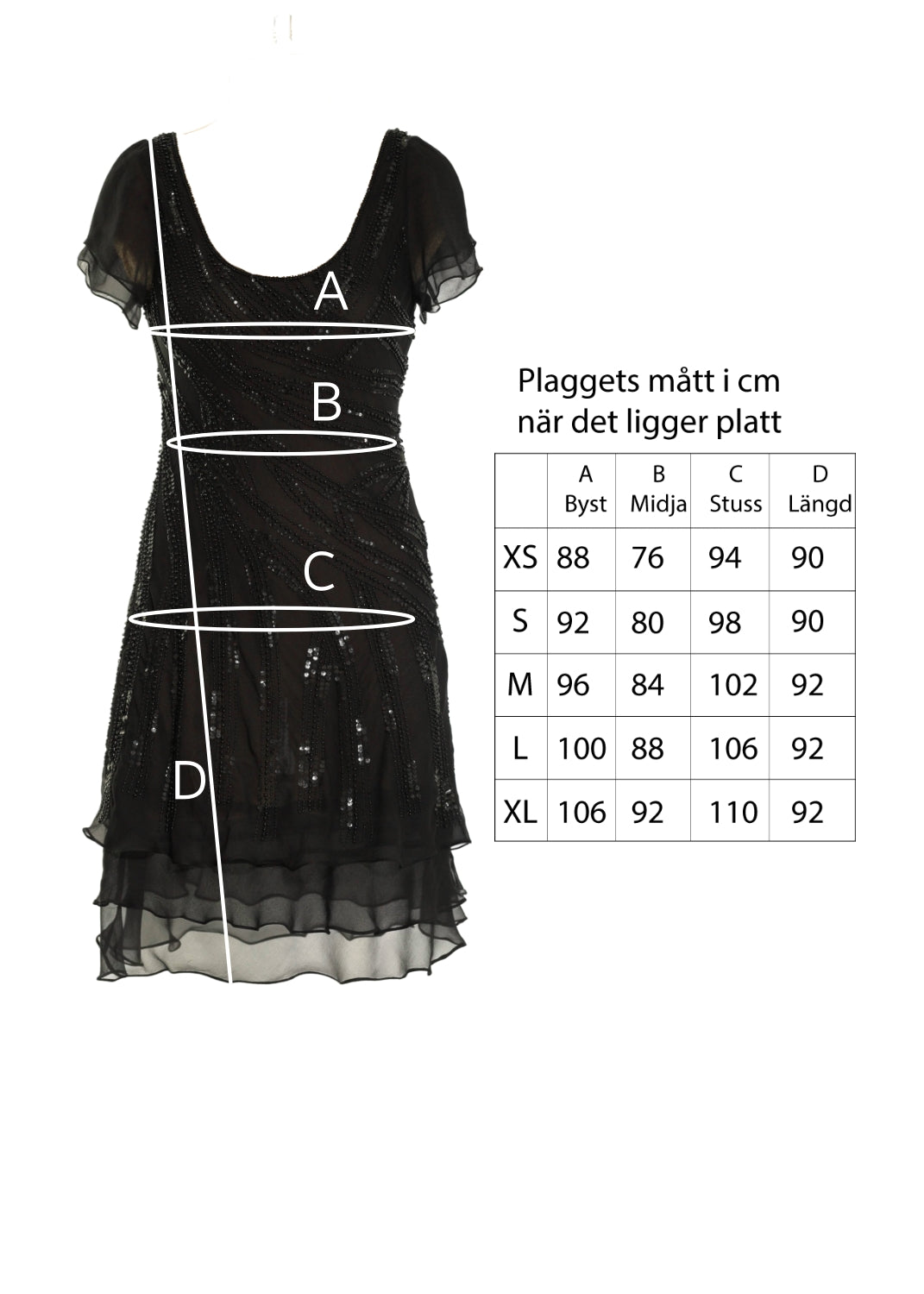 Pärlborderad kort Klänning / Tunika - black