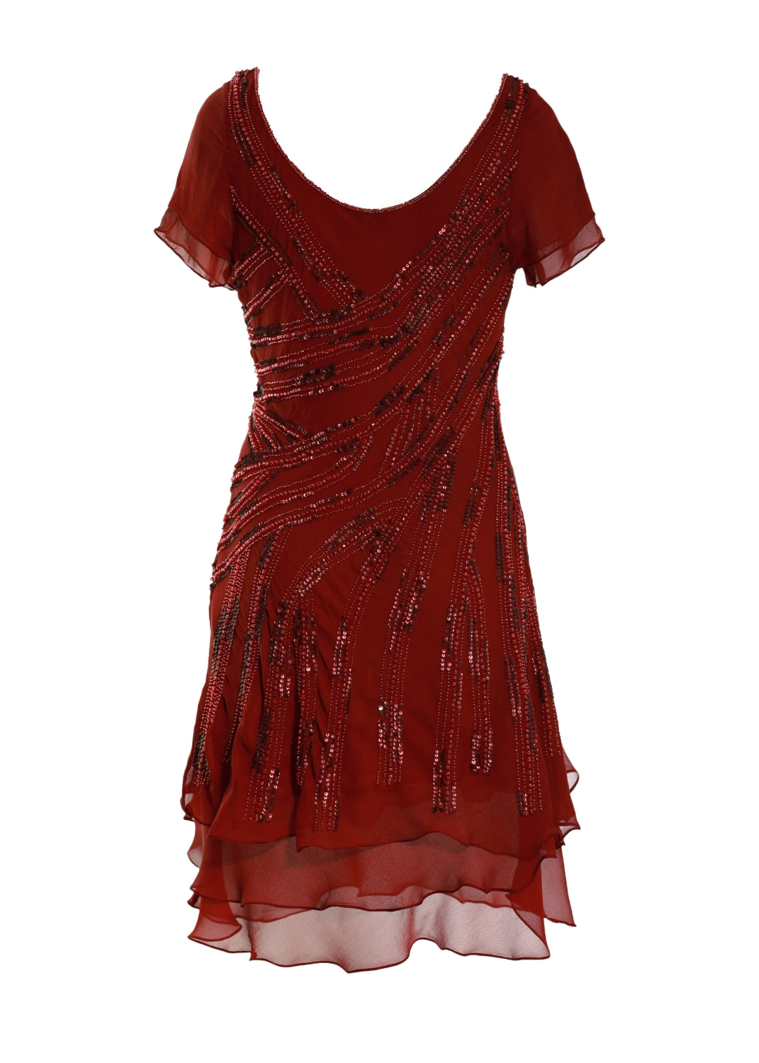Rubin röd pärlbroderad siden klänning/Tunika.