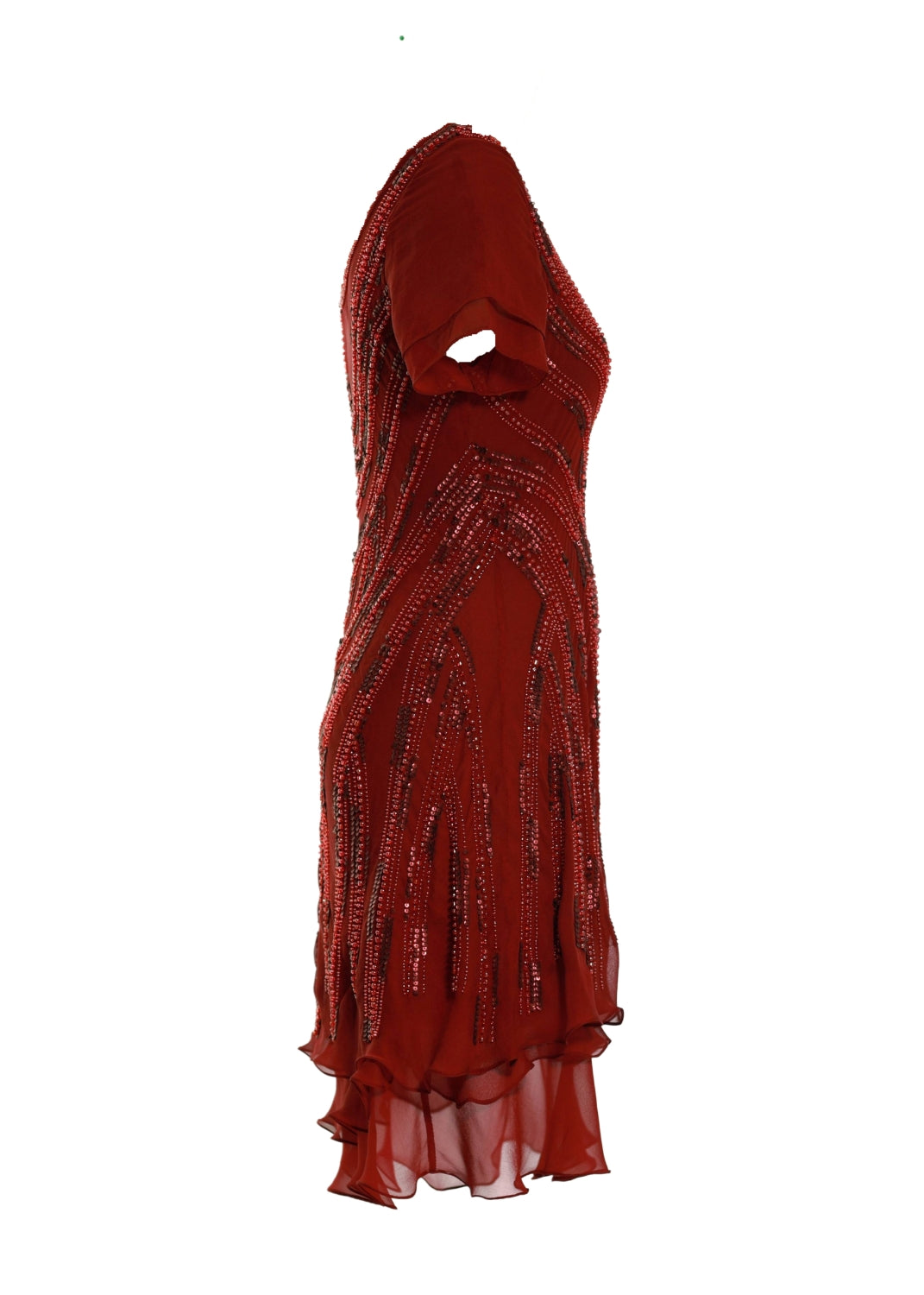 Pärlbroderad klänning / Tunika - ruby red