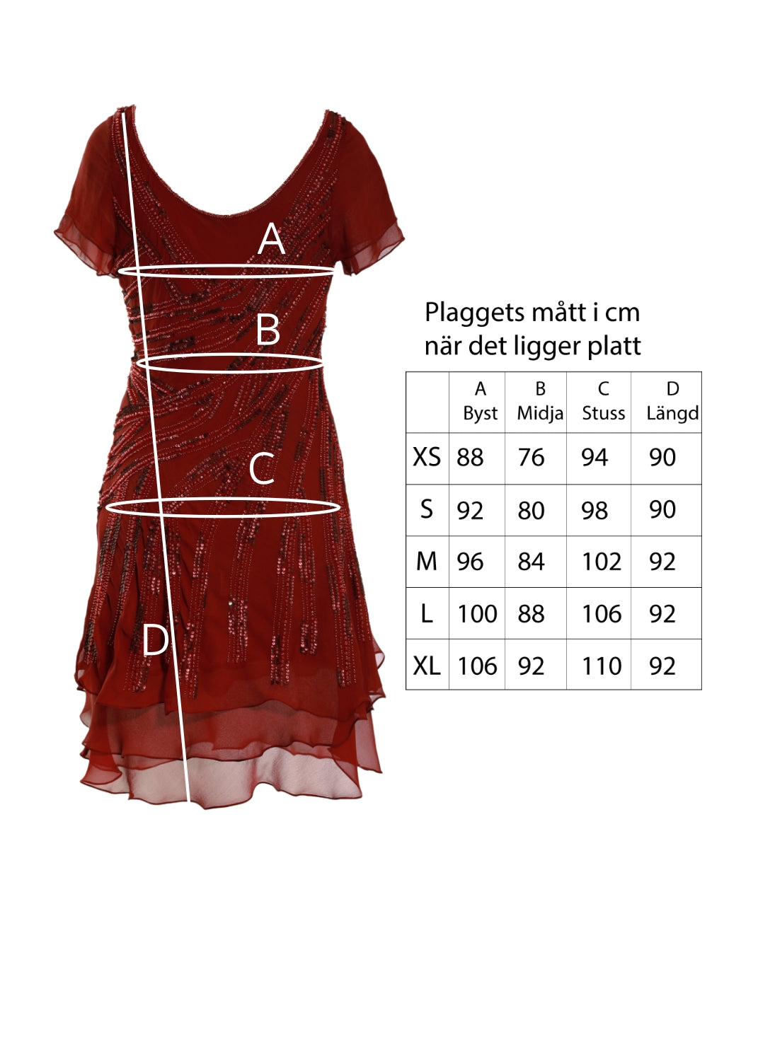 Pärlbroderad klänning / Tunika - ruby red