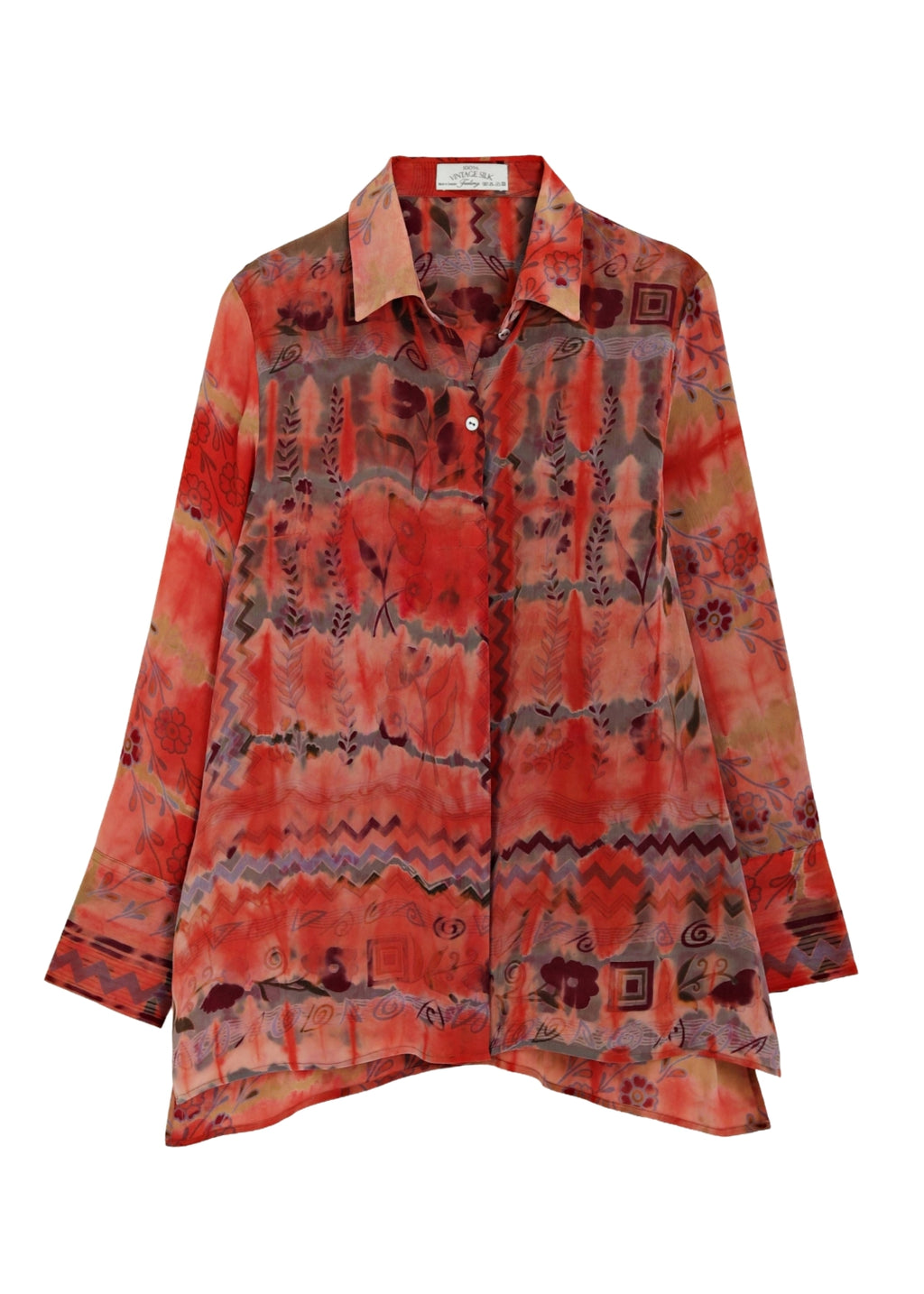 Vintage Siden blus med med skjortkrage - Amber