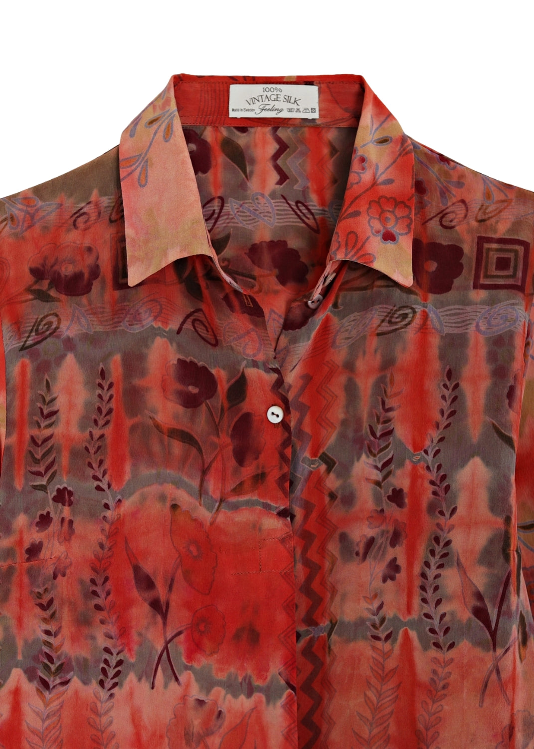 Vintage Siden blus med med skjortkrage - Amber