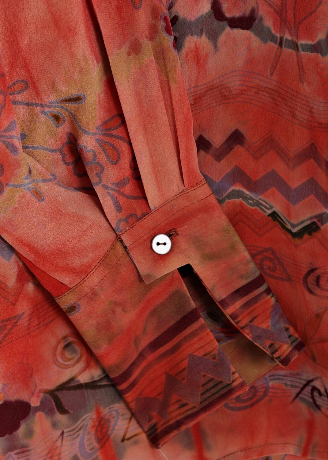 Vintage Siden blus med med skjortkrage - Amber