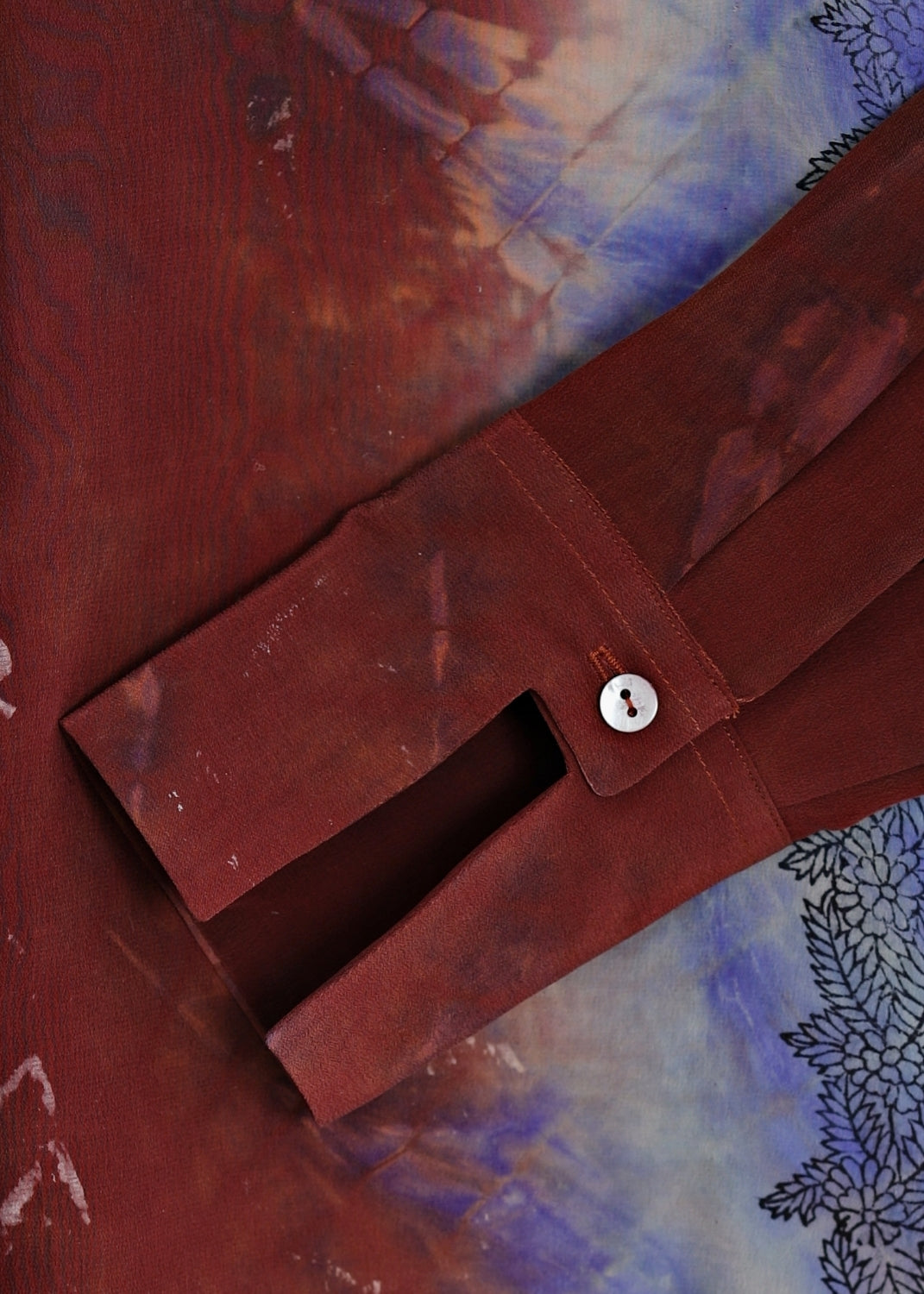 Vintage Siden blus med med skjortkrage - Redwood