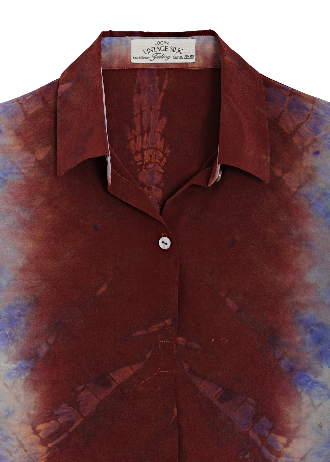 Vintage Siden blus med med skjortkrage - Redwood