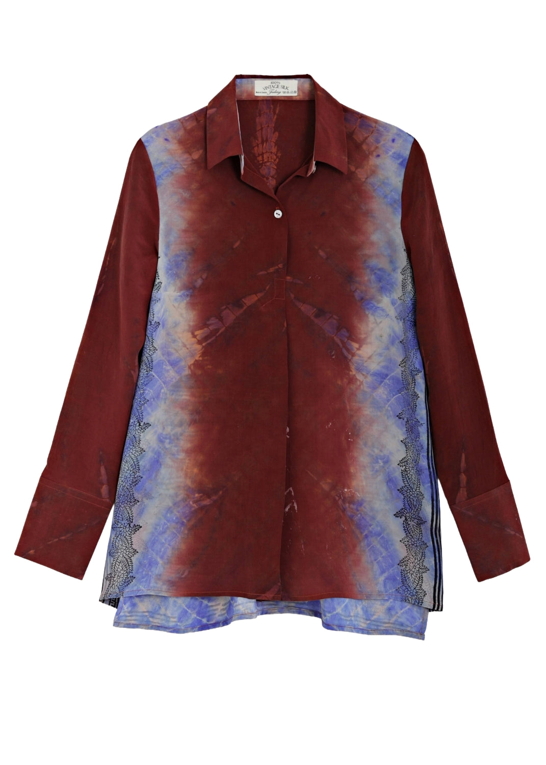 Vintage Siden blus med med skjortkrage - Redwood