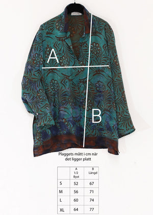 Vintage Siden blus med med skjortkrage - Emerald