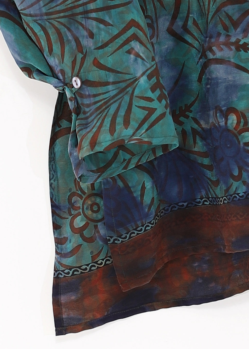 Vintage Siden blus med med skjortkrage - Emerald