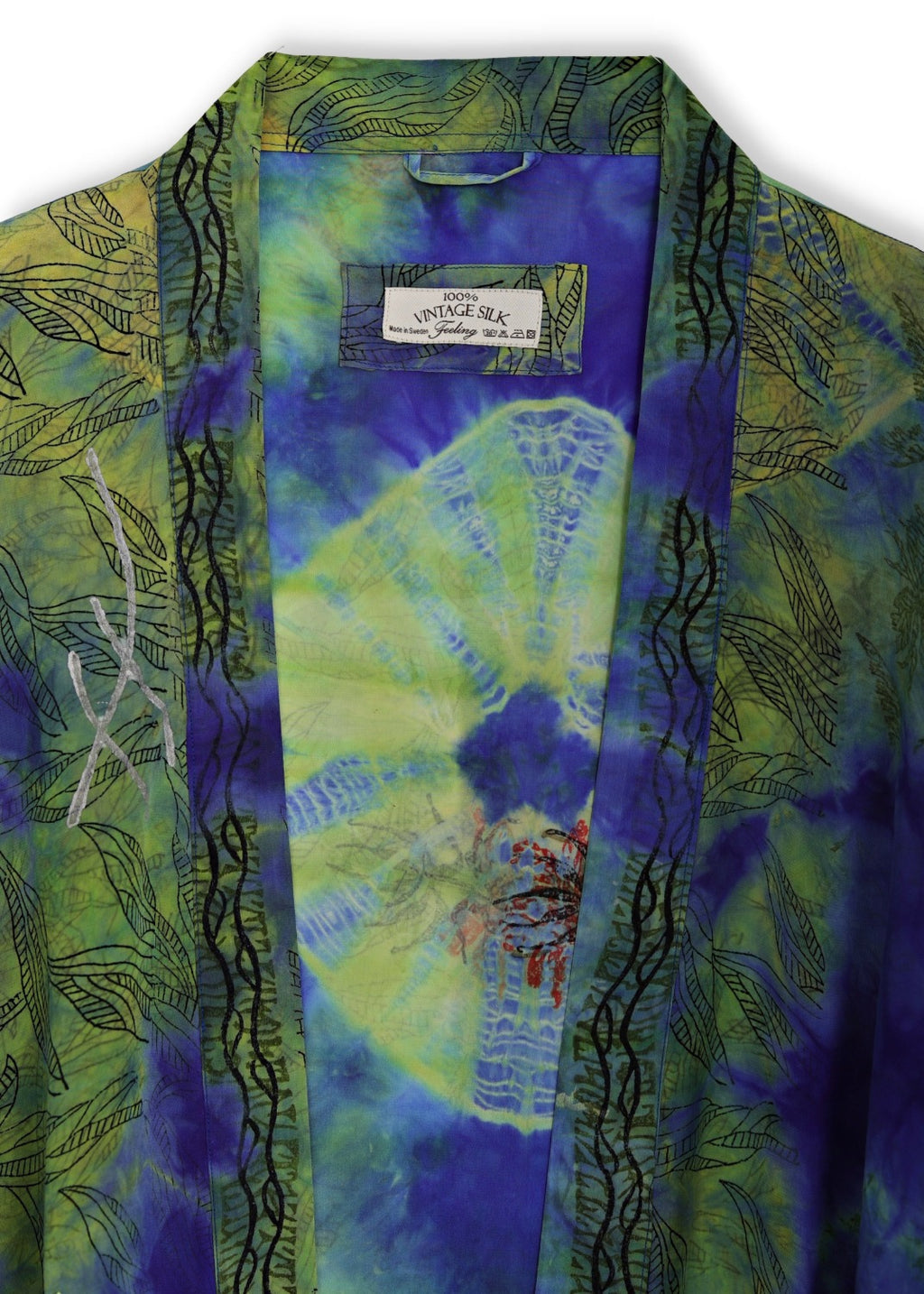Kimono i handtryckt unikt vintage siden - 34