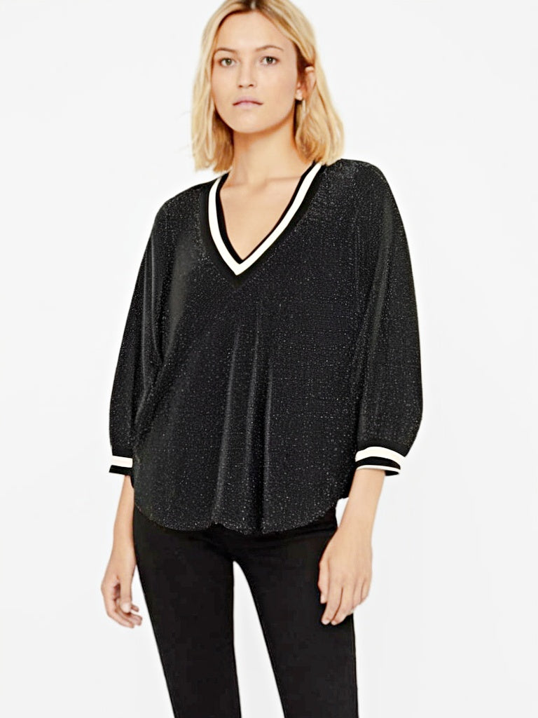 V-ringad glitter topp - Gold on black