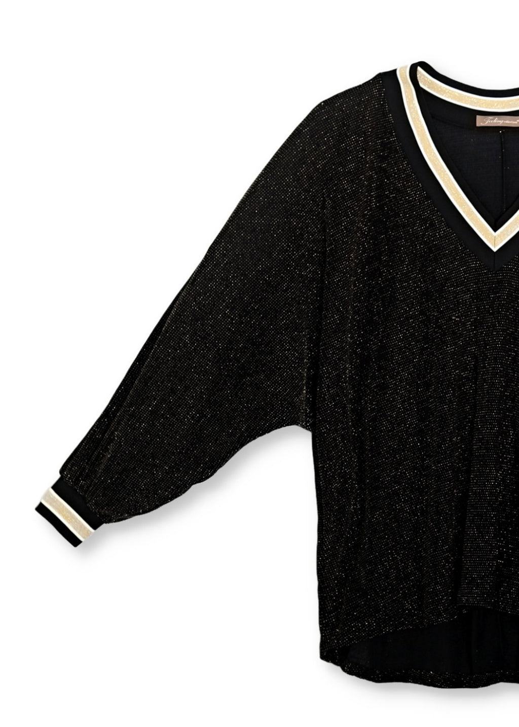 V-ringad glitter topp - Gold on black