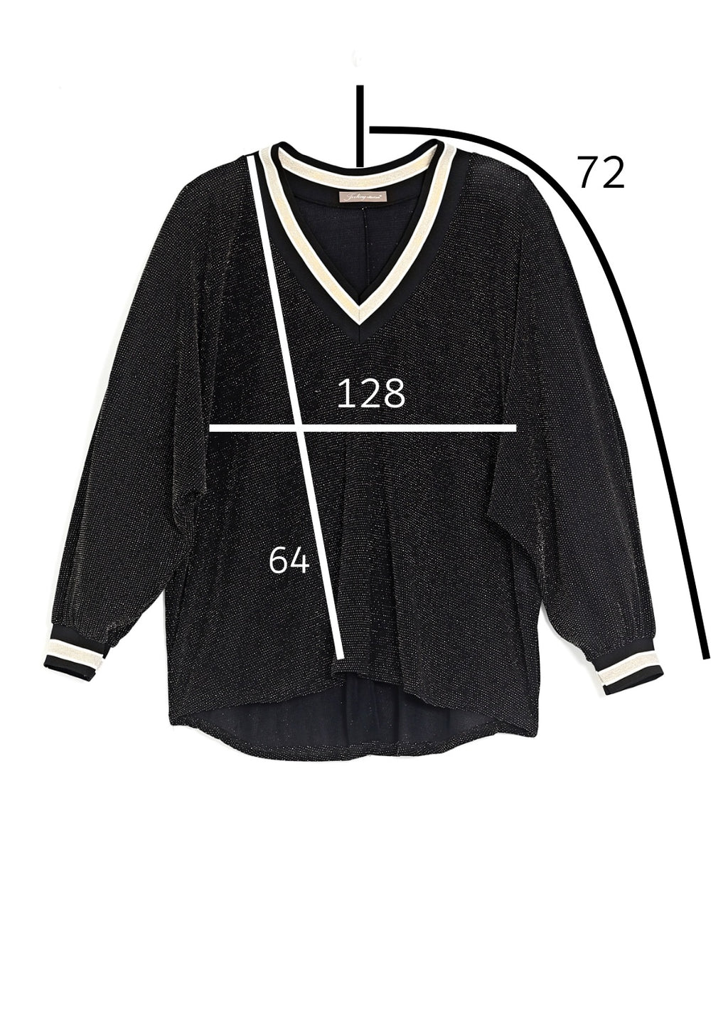 V-ringad glitter topp - Gold on black