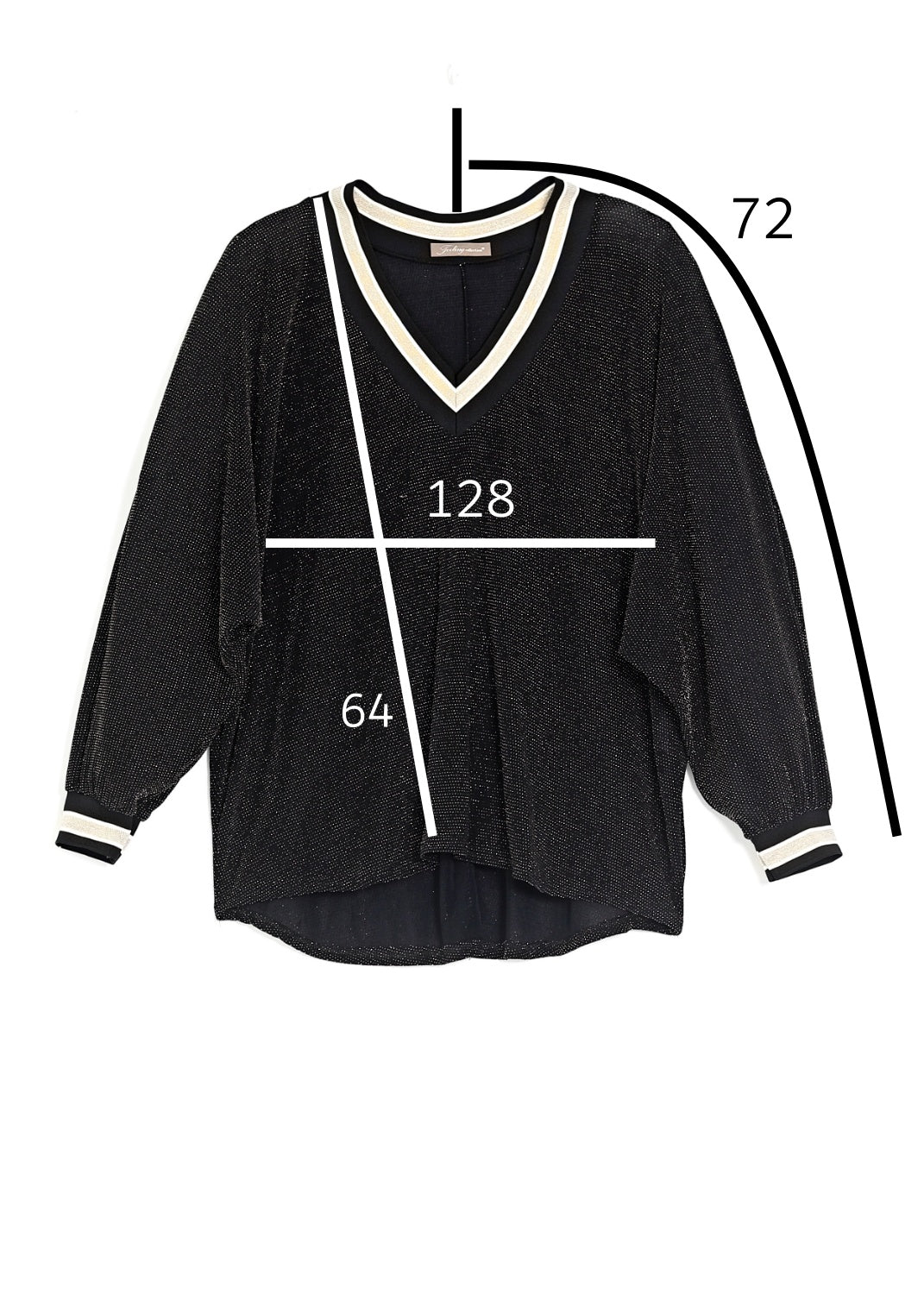 V-ringad glitter topp - Gold on black