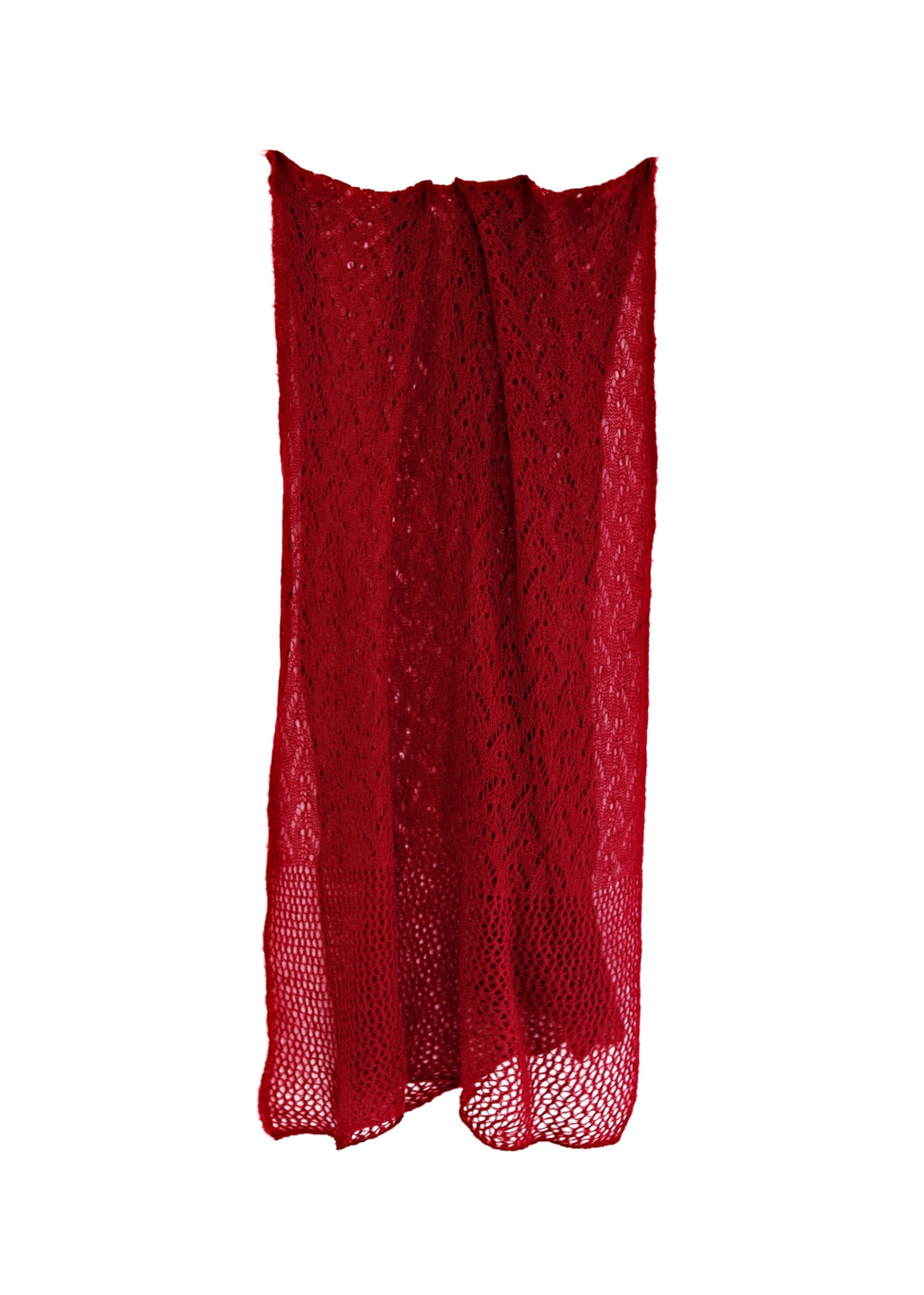 Stor spetsmönster stickad sjal - Ruby red