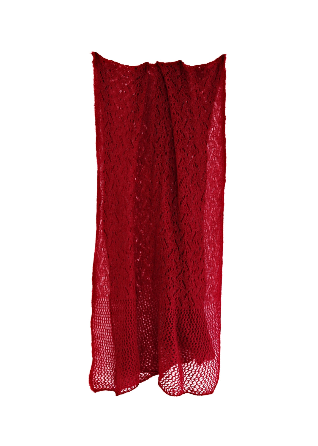 Stor spetsmönster stickad sjal - Ruby red