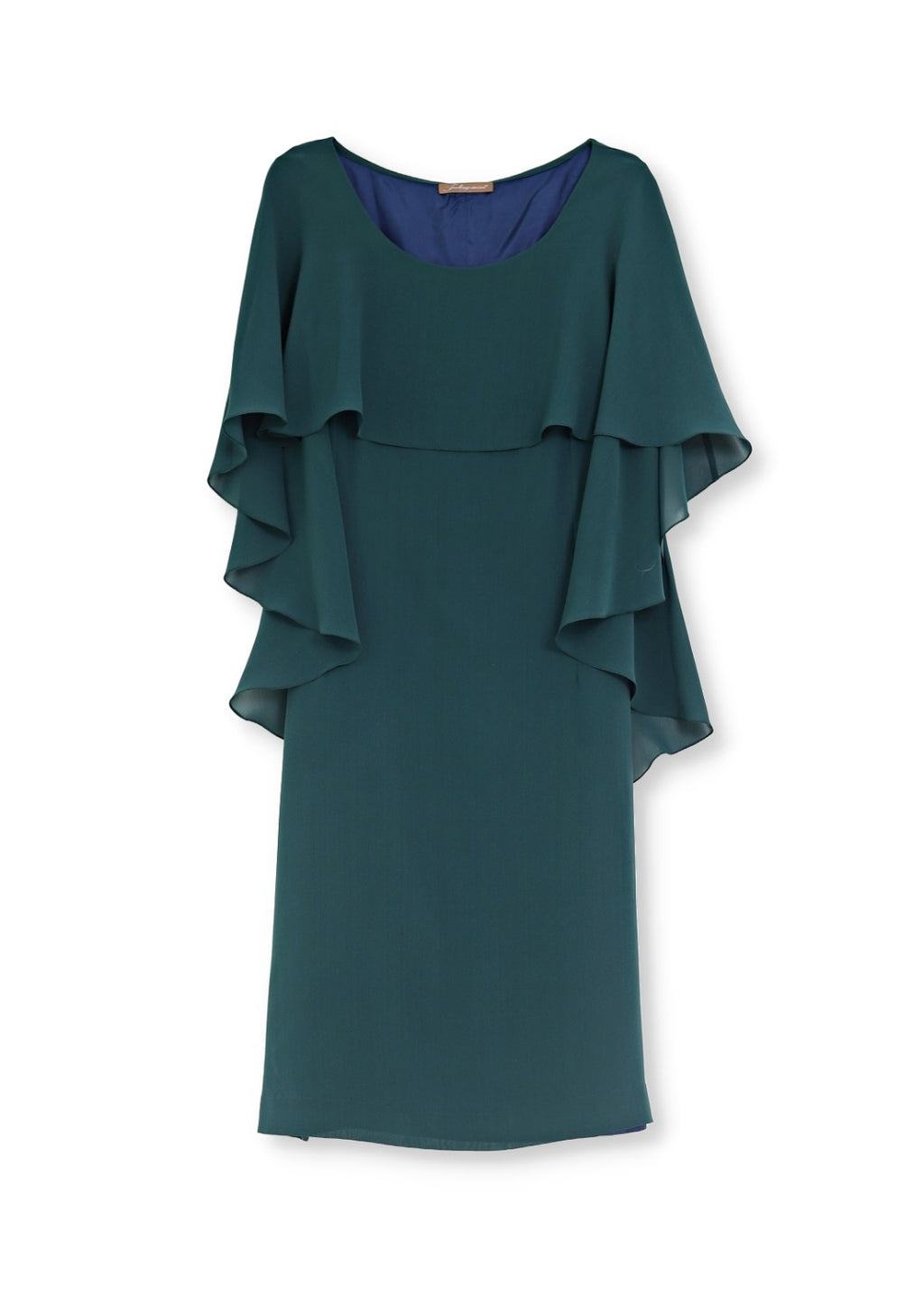 Knälång Cape-klänning i siden georgette