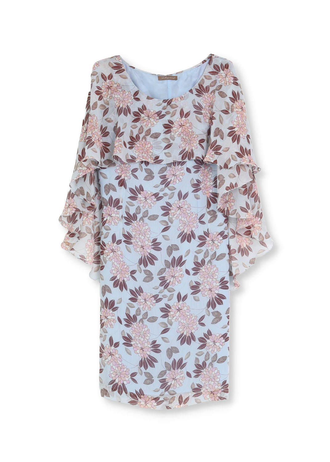 Knälång Cape-klänning i viskos chiffong