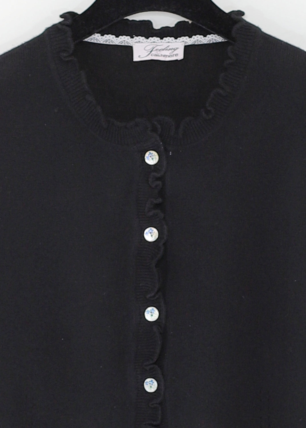 Kashmir cardigan med utsökt finish - Black