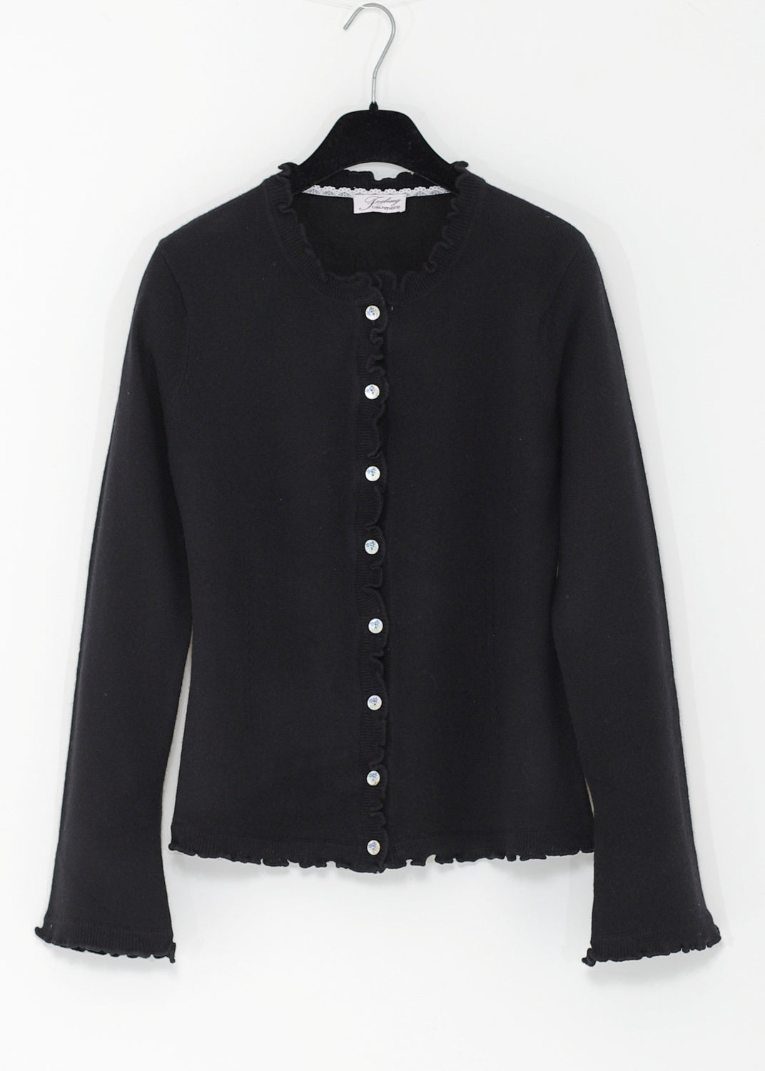 Kashmir cardigan med utsökt finish - Black