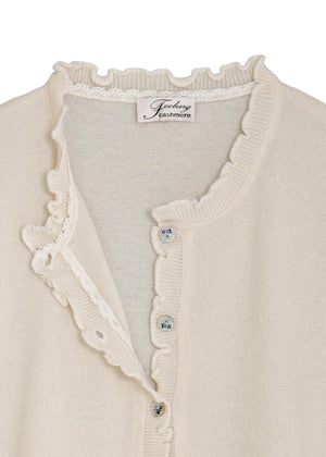 Kashmir cardigan med utsökt finish - Cream