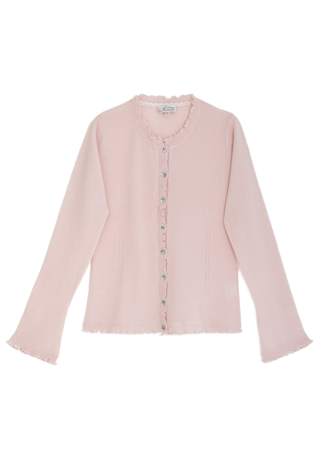 Kashmir cardigan med utsökt finish - Powder pink