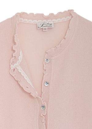 Kashmir cardigan med utsökt finish - Powder pink