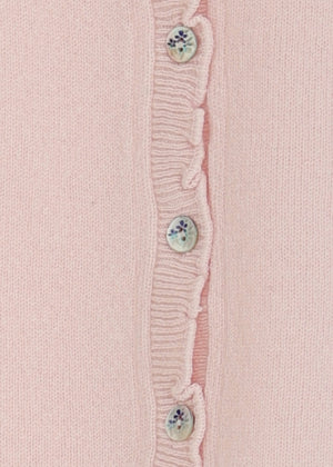 Kashmir cardigan med utsökt finish - Powder pink