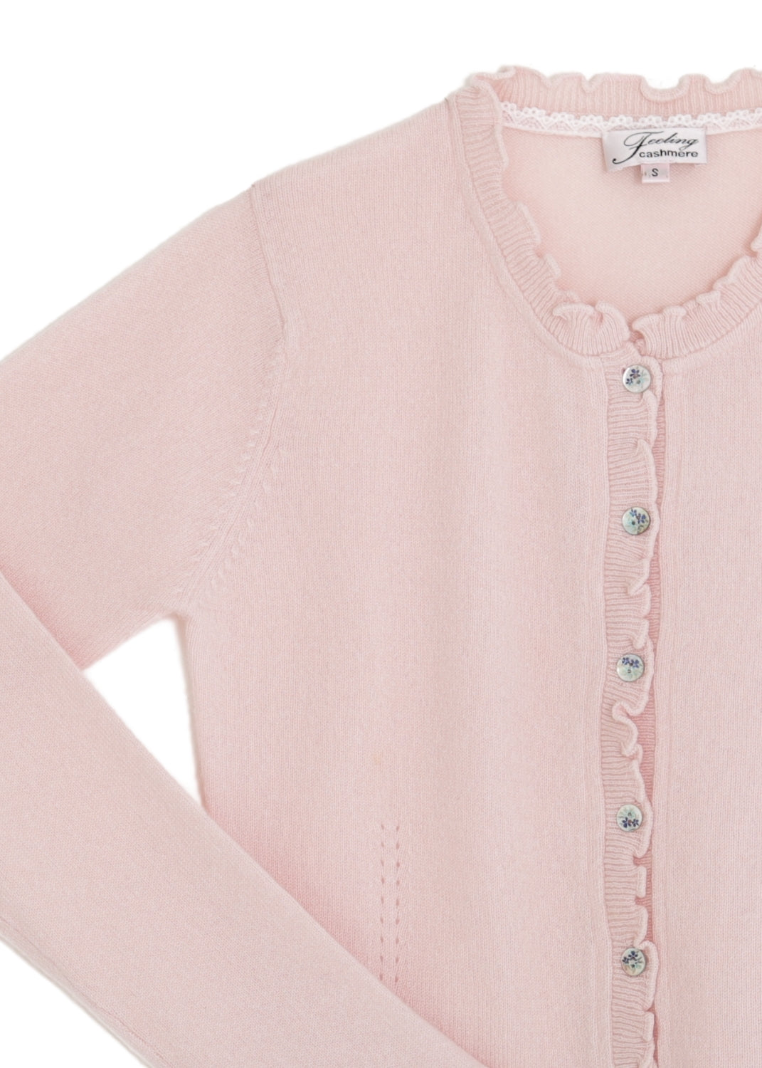 Kashmir cardigan med utsökt finish - Powder pink