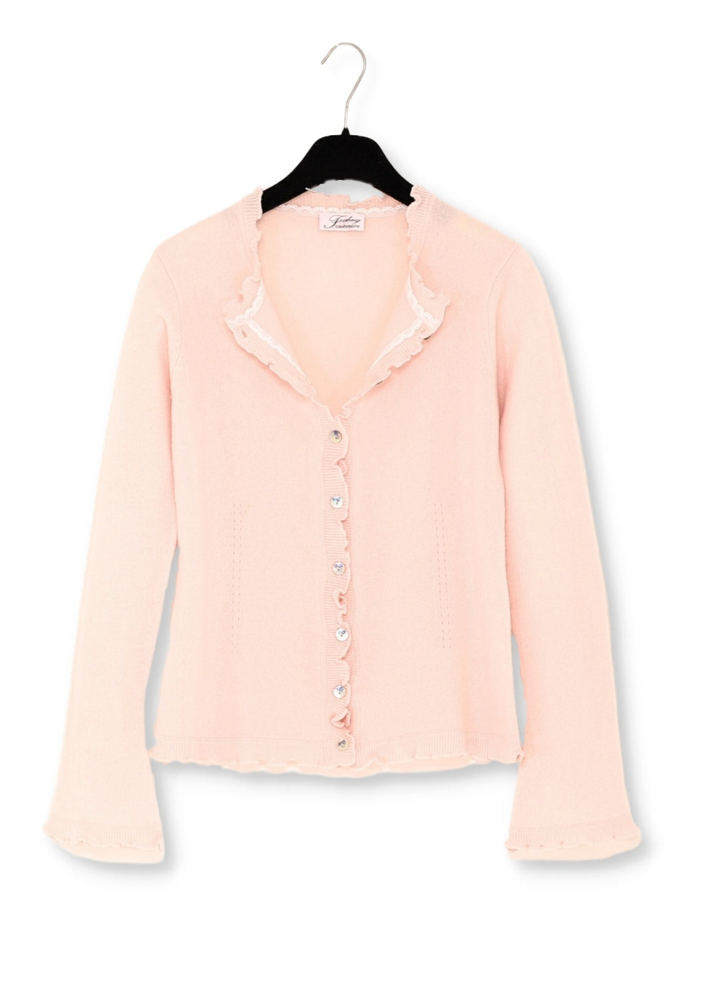 Kashmir cardigan med utsökt finish - Powder pink