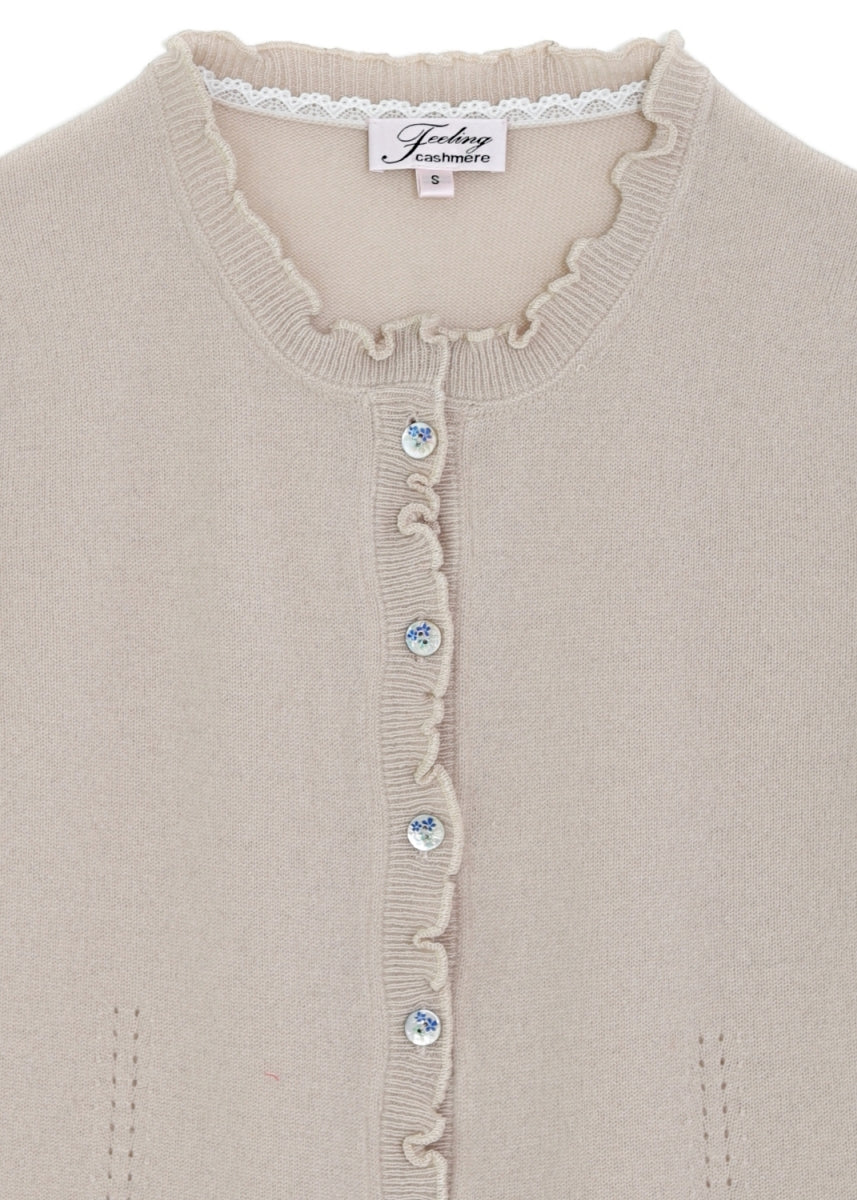 Kashmir cardigan med utsökt finish - Shiitake