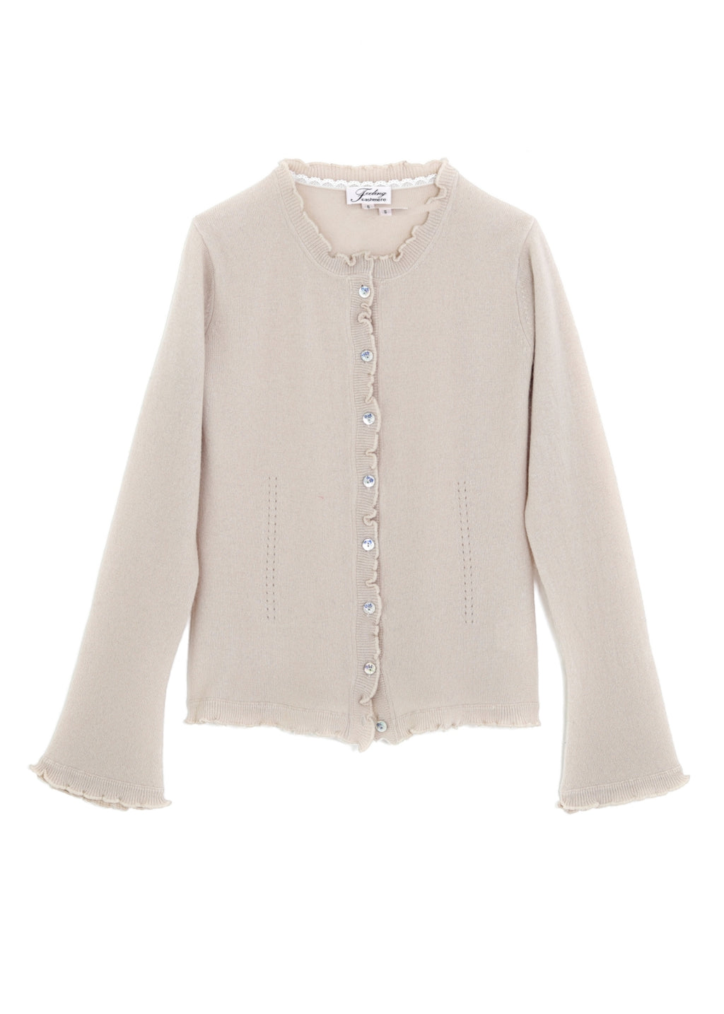 Kashmir cardigan med utsökt finish - Shiitake
