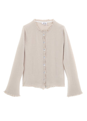 Kashmir cardigan med utsökt finish - Shiitake