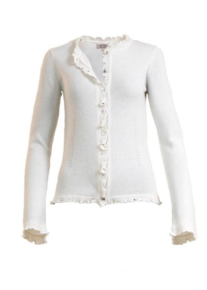 Kashmir cardigan med utsökt finish - Cream