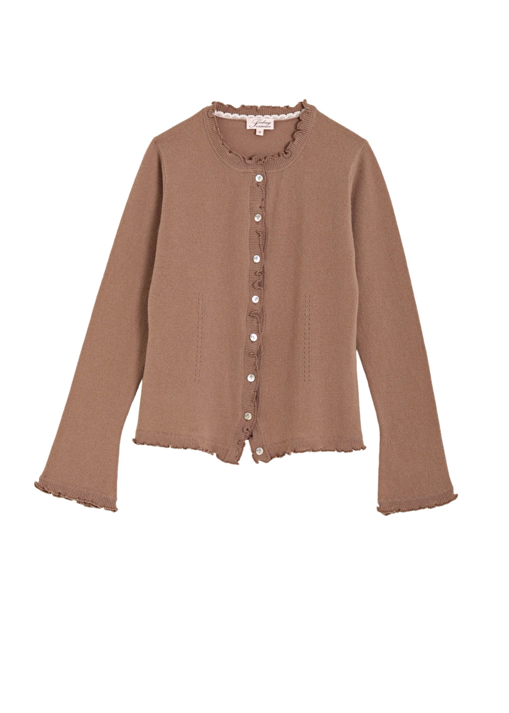 Kashmir cardigan med utsökt finish - Lill Mocha Mousse