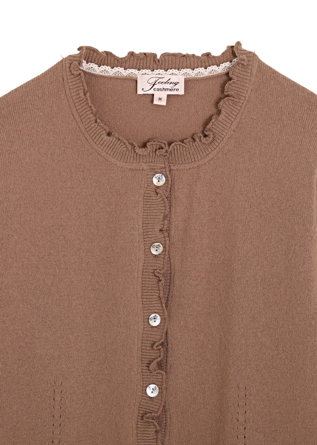 Kashmir cardigan med utsökt finish - Lill Mocha Mousse