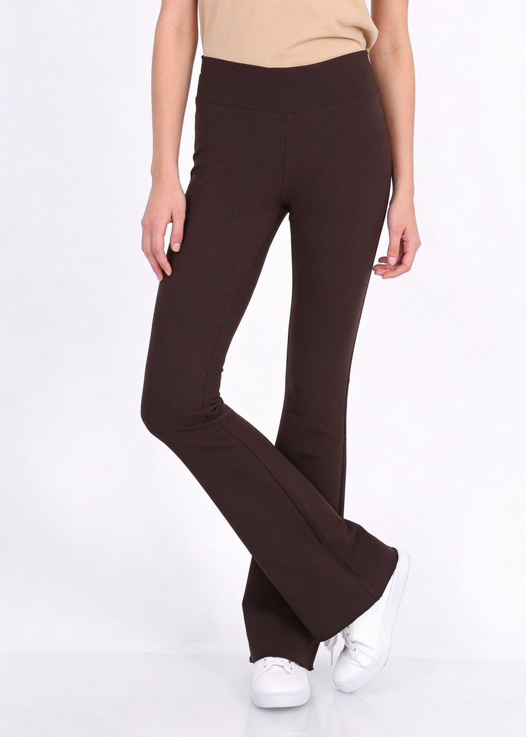 Pull-On Flare Byxa i super stretch - Espresso Brown