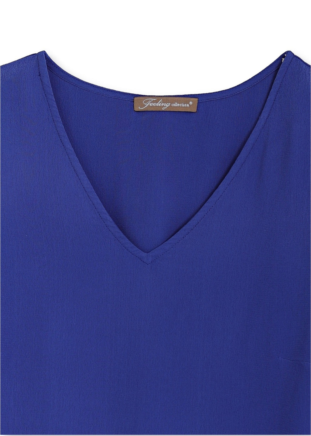 Långärmad klänning med volanger i viskos crepe - blue