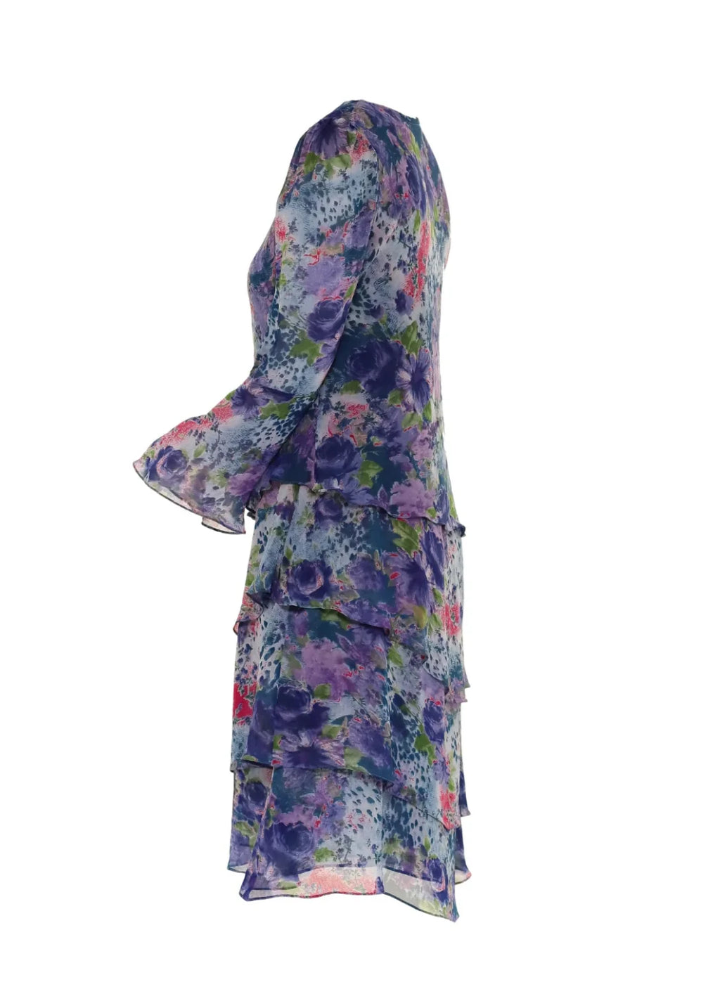Klänning med volanger i viskos georgette | Lottie Blue rose
