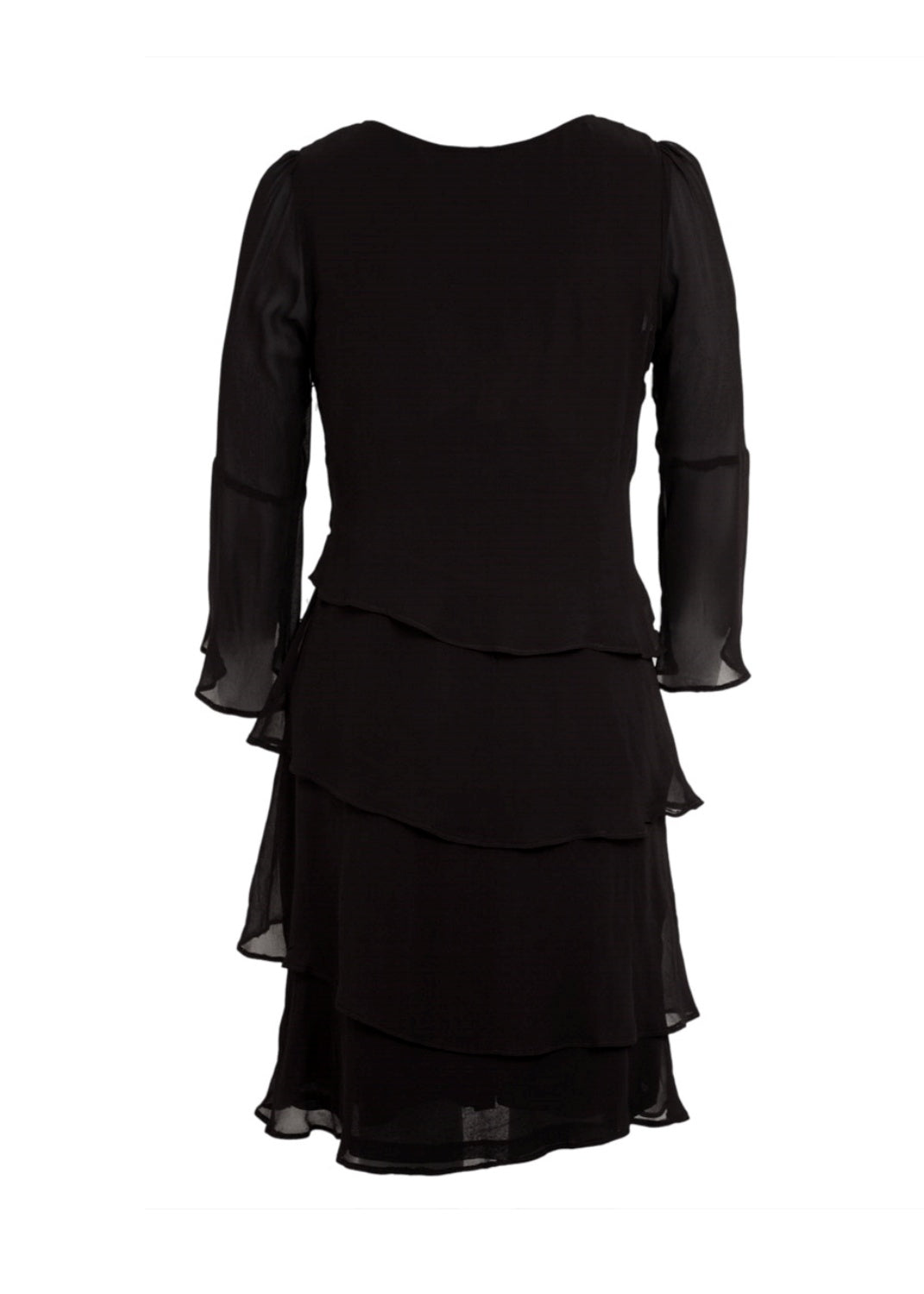 Klänning med volanger i svart viskos georgette