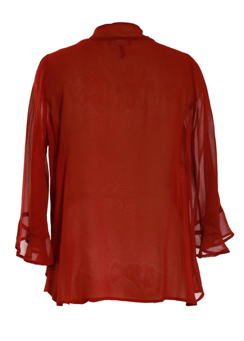 Blus i viskos georgette med knyt - Ruby red