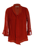 Blus i viskos georgette med knyt - Ruby red