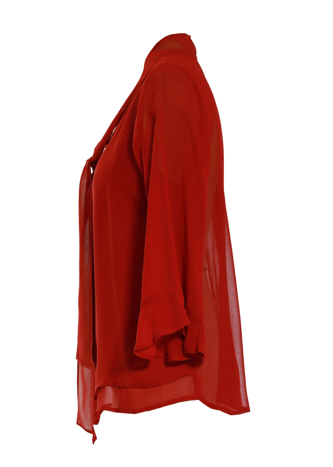 Blus i viskos georgette med knyt - Ruby red