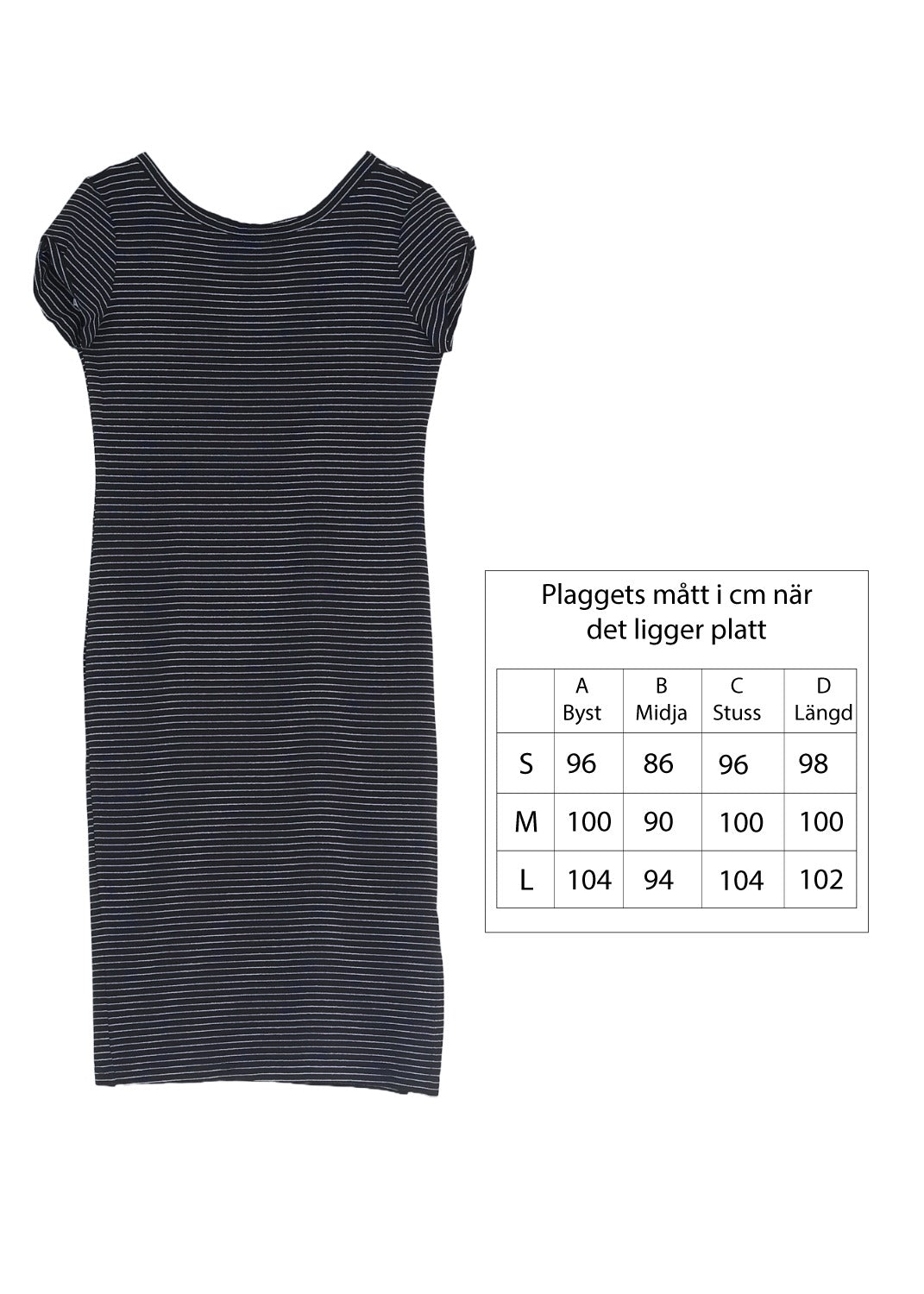 Knälång klänning i trikå med lurex ränder