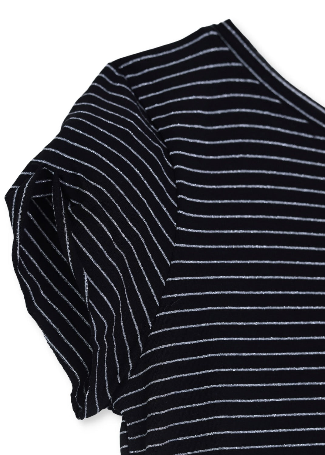 Lång klänning i trikå med lurex ränder