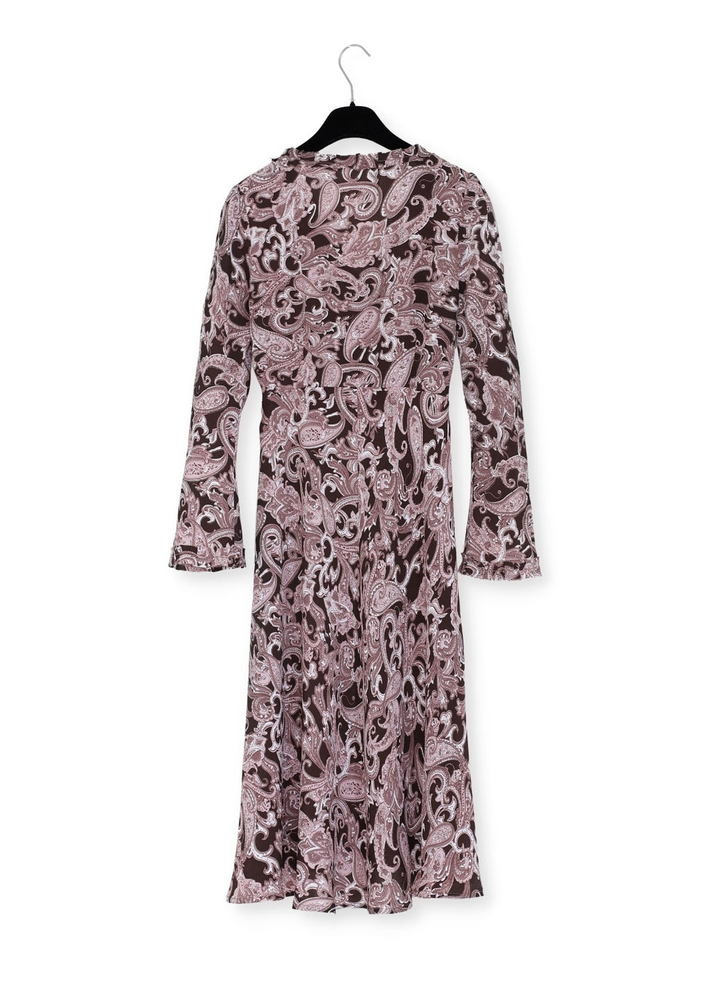 Midilång klänning med ärm i viskos - Pink/Brown Paisley