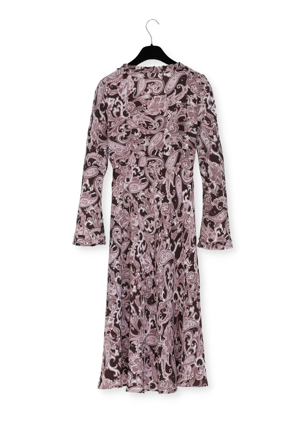 Midilång klänning med ärm i viskos - Pink/Brown Paisley