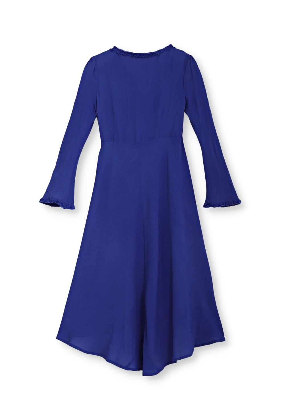 Midilång klänning med ärm i crêpe viskos - blue